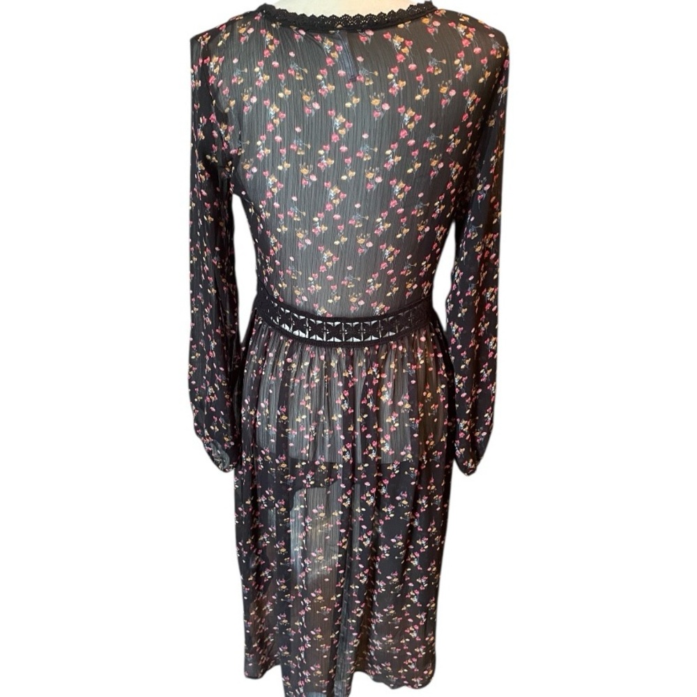 Xhilaration Black Floral Print Top Duster Sz S - Picture 5 of 6